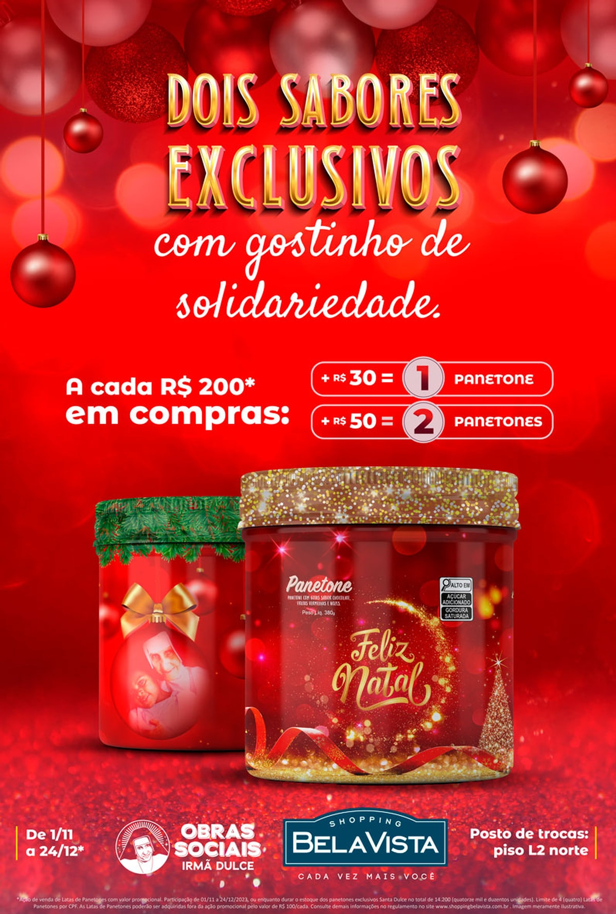 Shopping Bela Vista lança campanha de Natal com panetones da OSID de frutas vermelhas